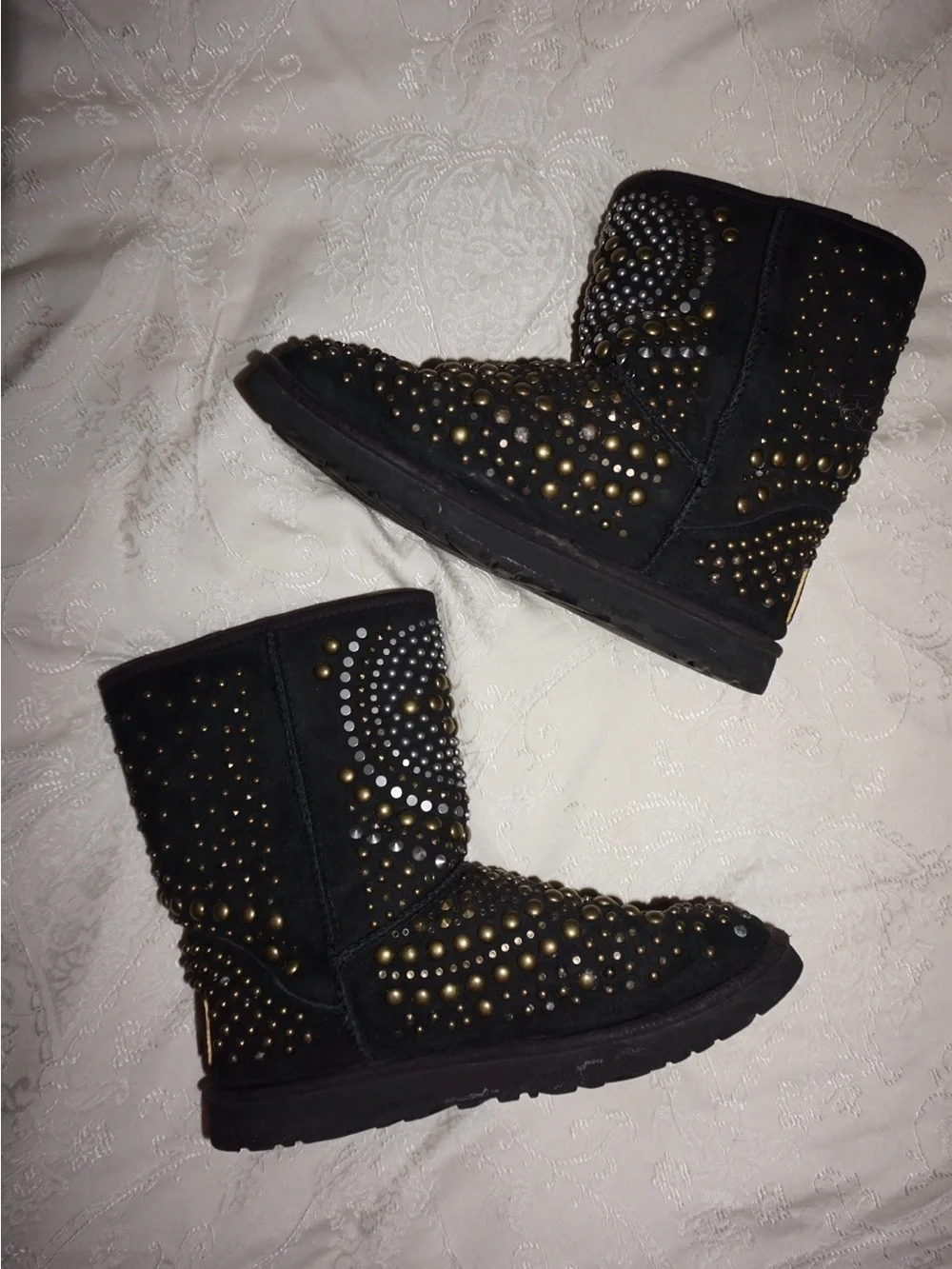 UGG Black Suede Studded Short Boots